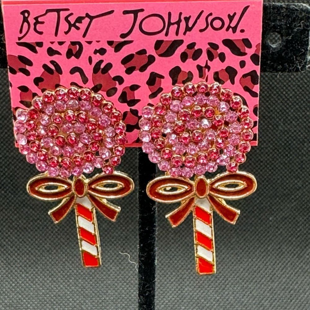 EARRINGS! Betsey Johnson Lollipop Post Earrings BNWT Pink and Red Gemstones